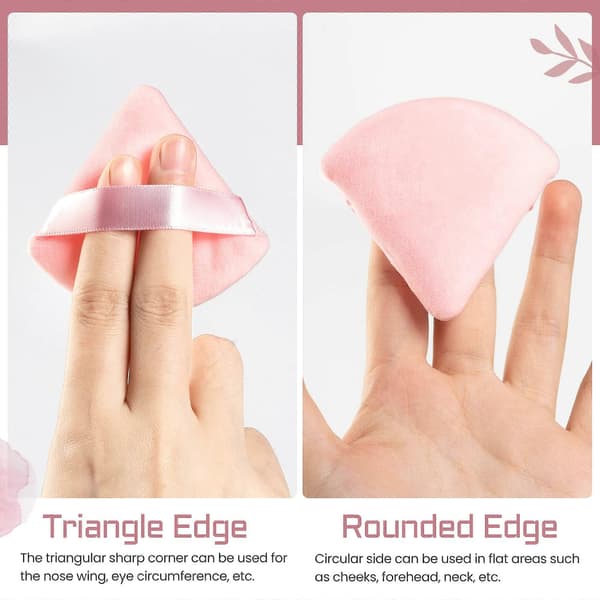 2-pack Djuprosa Triangulära Puffar, Mjuka Smink Sammetspuffar för Pressat Löst Puder