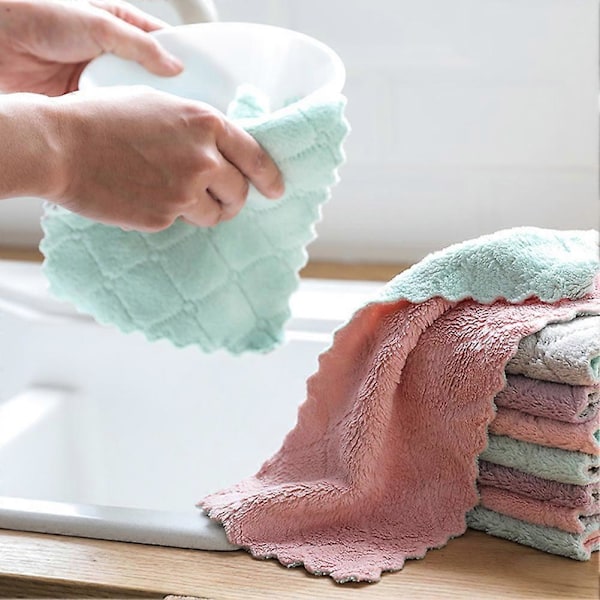 4 st/set Vattenabsorberande Mjuk Korallfleece Hem Kök Handduk Rengöringsdukar TSUNDEAU