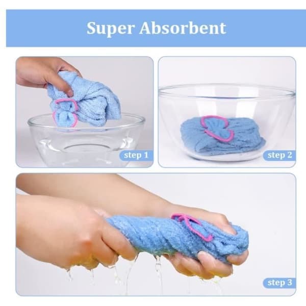 Handduksmössa - 3-pack - Mikrofiber - Superabsorberande - Maskintvättbar