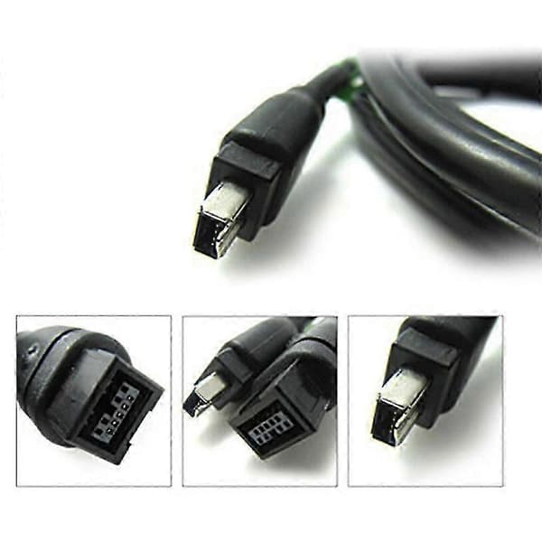 1394 Firewire 800 til 400 Firewire Firewire 9 til 4 Datakabel 1394 Kabel 1,8 meter Sort