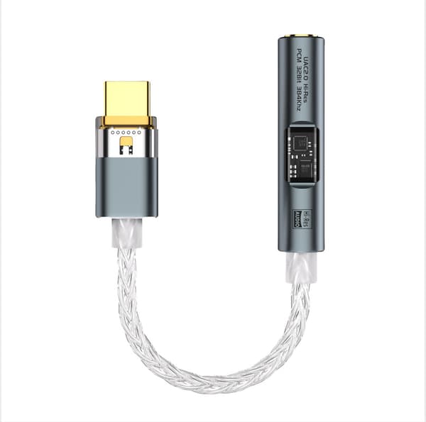 BA23 USB-C til 3,5 mm lydadapter med innebygd DAC grå