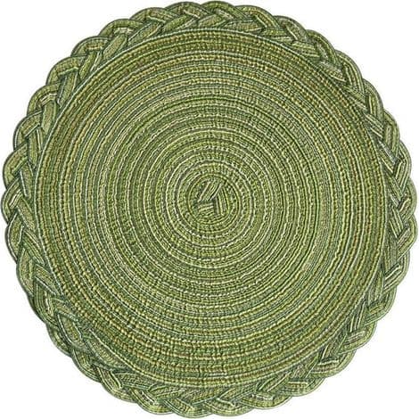 Set med 6 runda vävda underlägg för bröllop, middagar, restauranger, hotell, 18 cm - Grön