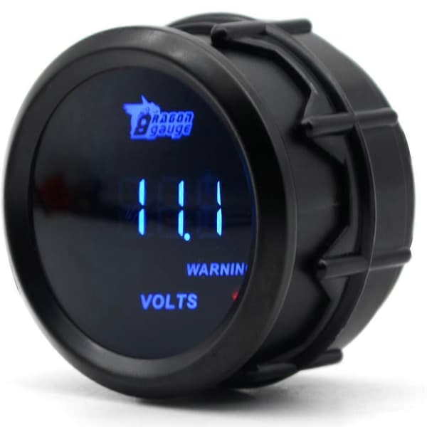 DRAGON GAUGE 2'' 52MM Voltmeter 0-15V Sort Farve Digital Blå LED