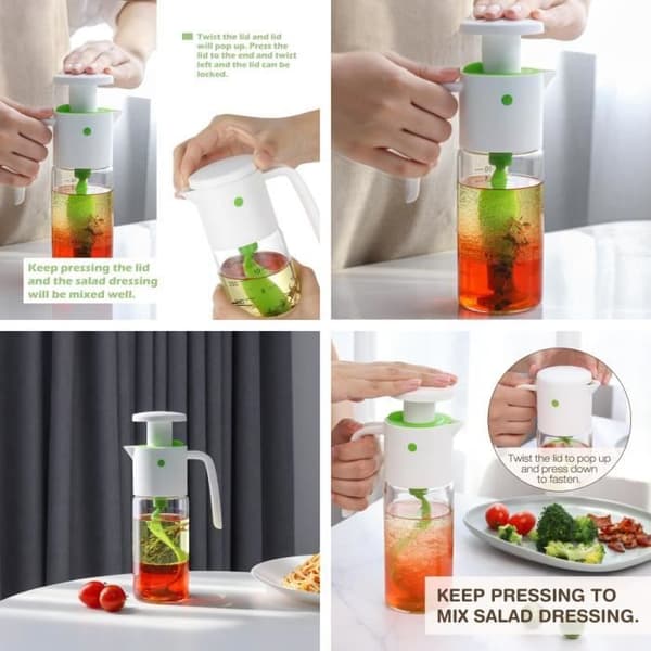 Salatdressing Shaker - Manuell - Borosilikatglass - 300ML - Grønn