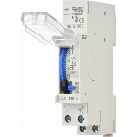 24-timmars mekanisk timer, 15-minuters timer, skenmontering, integrerat batteri, SUL180a, AC220-240V