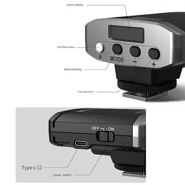 För TR-100 Mini Kamera Blixt Ljus Speedlite Trådlös 5500K Blixtskoadapter