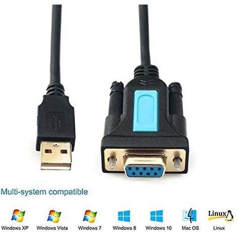 USB til RS232-adapter med PL2303-brikke. USB 2.0 hann til RS232 hunn-kabel for Linux/Windows XP-operativsystemer.