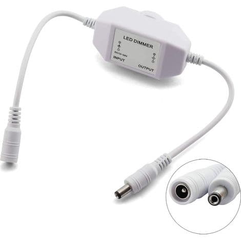 Sett med 3 LED-lysbånddimmere DC12V-24V, PWM roterende kontroller, inline dimmer for LED-lyslenker, julelys
