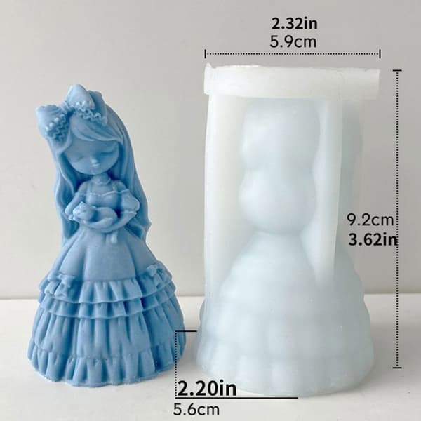 4 stykker lysformede silikoneforme, 3D DIY silikoneform til stearinlys, hældeformer af kvindestatuer til DIY