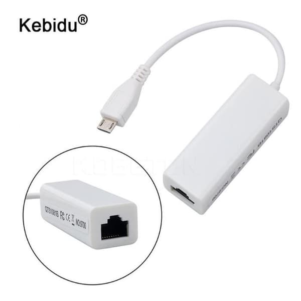Netværksadapter - Kebidu - Micro USB til RJ45 - 10/100 Mbps - Kompatibel med Windows og Android - 15 cm