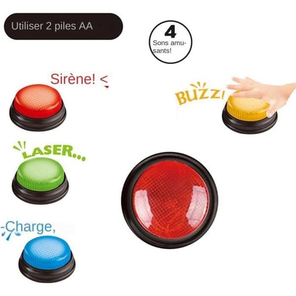 Summer - Learning Buzzers - 4 Pieces - With Light and Sound - For Question Games