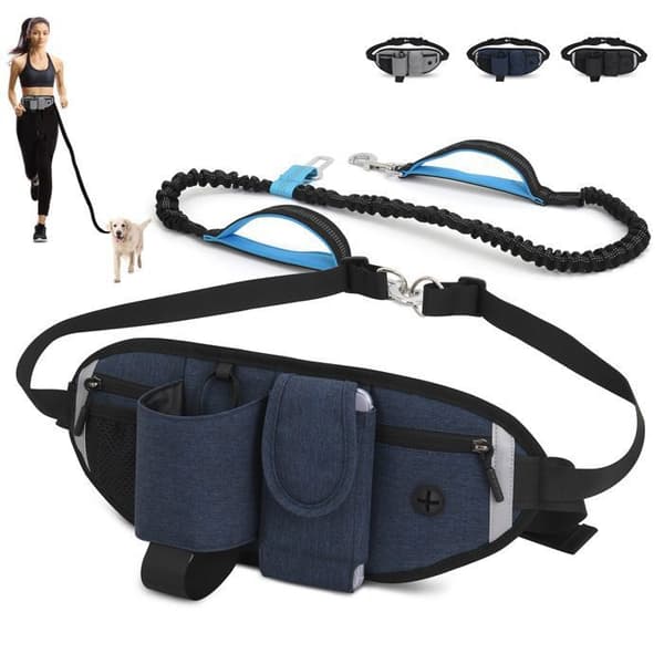 Håndfri hundebånd - SIKSOG - Justerbart magebelte - Støtdempende elastisk - 130–180 cm - Opptil 80 kg