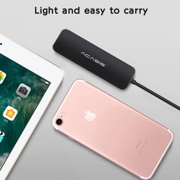 Acasis USB 3.0-hub, 4-porters ekstern USB 2.0-splitter med Micro USB 3.0-hub, ladeport for iMac-tilbehør, USB-forlenger