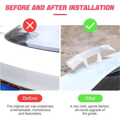3 STK Mini Bilspoiler, Multifunktionel Bilhalevinge, Universal Mini Spoiler Vinge, Ingen Boring Kulfibertekstur til Dekoration (Hvid)