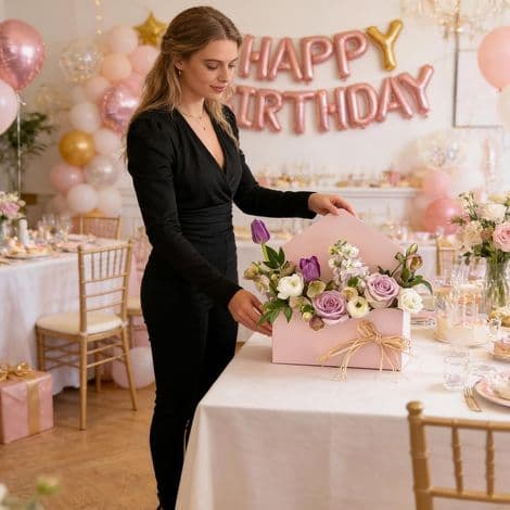 Blomsterkasser til blomsterarrangementer, foldbare papirbuketposer, 5 stk., blomsterhandler-buketkonvolutæsker til kvinder, piger, elskere, sammenkomster, fester