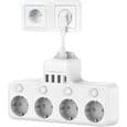 Largeight Grenuttag - 4 Uttag - 4000W - 16A - 4 Individuella Strömbrytare - 3 USB-A, 1 USB-C