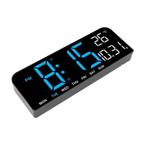 MXZZAND Digital Väckarklocka - Stor LED-display - Justerbar Ljusstyrka - Vägg- eller Bordsmontering - Blå
