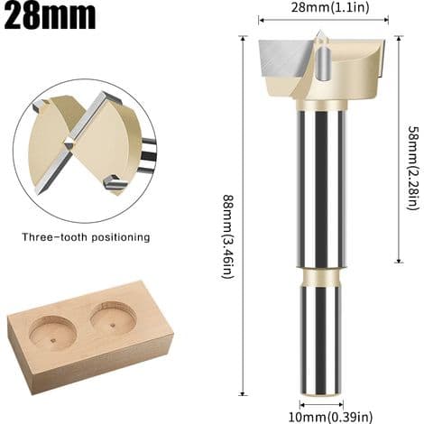 28 mm hullsagbor for trebearbeiding, dørhengselåpningsstans for trepanel