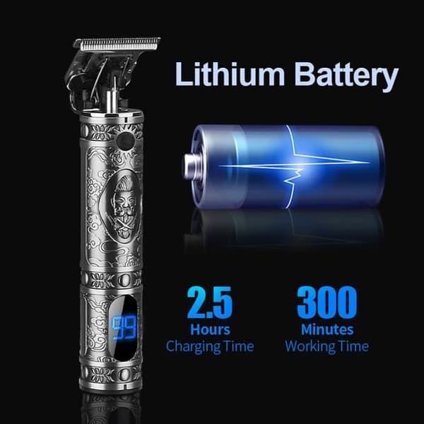 JM-700AL Elektrisk Hårklippare - Grå - LCD-Display - USB Uppladdningsbar - 300 min Batteritid