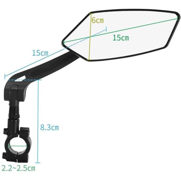 Bakspejl - Ikke specificeret - 2 STK - 360° Justerbart - HD Glas - Sort
