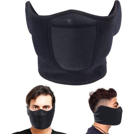 Justerbar halvmaske med spænder, velegnet til vindbeskyttelse til mænd og skiløb til kvinder (halvmaske).
