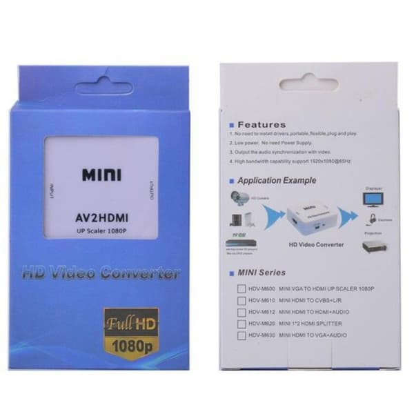 Mini AV RCA CVBS till HDMI Ljud Video Omvandlare Adapter som stöder 720p och 1080p (vit)