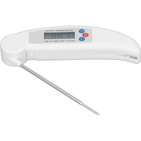 Snabb Digital Kötttermometer med Vikbar Sond - Vitt Kök