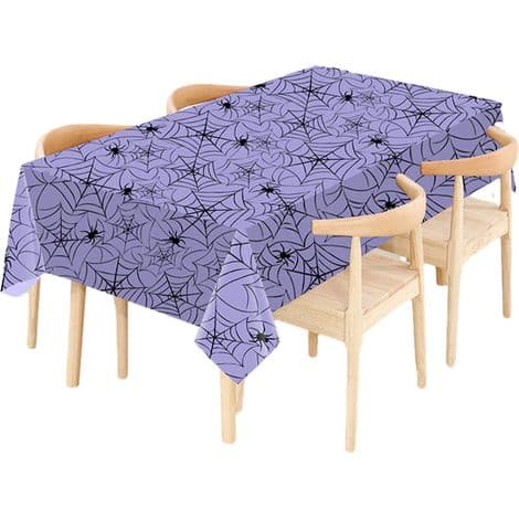Halloween duk - Spindelvevdesign - Rektangulær 274 x 137 cm - Gresskartrykk - Bordbeskytter - 1 stk