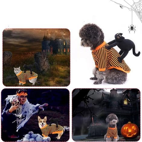 Halloween-kostume til hunde - Åndbart fleecemateriale - Justerbar velcrolukning - Velegnet til hunde og katte - Efter størrelse