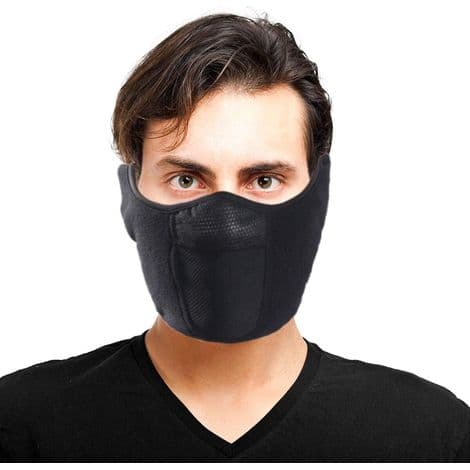 Justerbar halvmaske med spænder, velegnet til vindbeskyttelse til mænd og skiløb til kvinder (halvmaske).