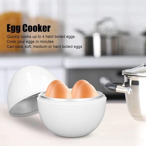 Eggkoker med 4 eggkapasiteter, mikrobølgeovn, hardkokte egg, kompakt design, PP-materiale, damper for hardkokte egg til hjemmebruk