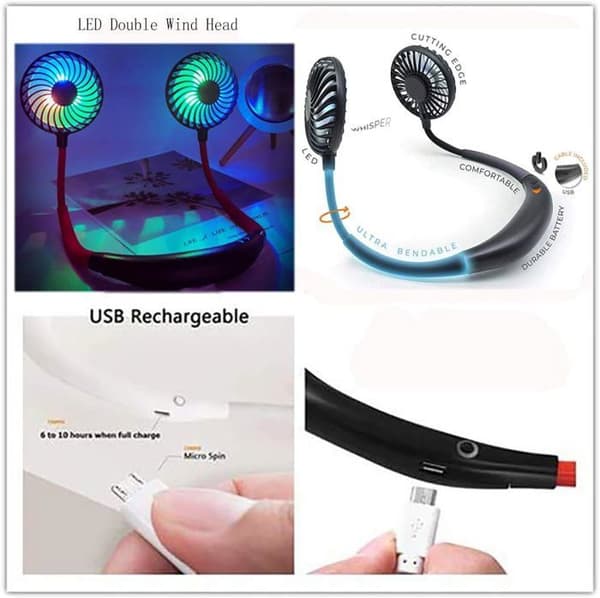 AIPERQ Personlig Ventilator - Bærbar - USB Genopladelig - Håndfri - Sort