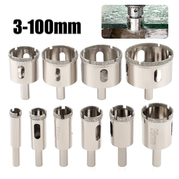1-stykke 3-100 mm glas hulsav diamantbelagte bor til fliser, marmor, glas
