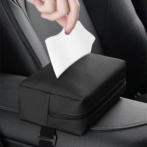 Bilservietboks, læder servietholder med justerbar rem, håndklædeholder til bil, lastbil, SUV