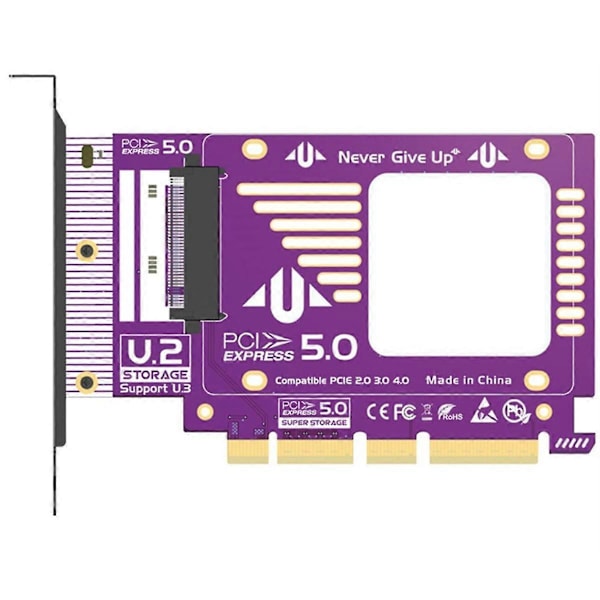 PCIe 5.0 till U.2(SFF-8639) Adapter, 128Gbps GEN5 U.2 SSD till PCIE X4 X8 X16 Expansionskort för PCIe 4