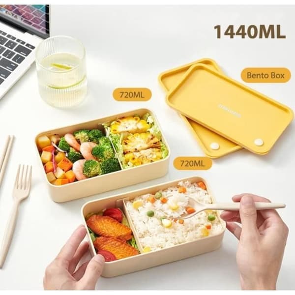Madkasse - Dobbeltlag - Gul - PP (polypropylen) - 18×10×11 cm