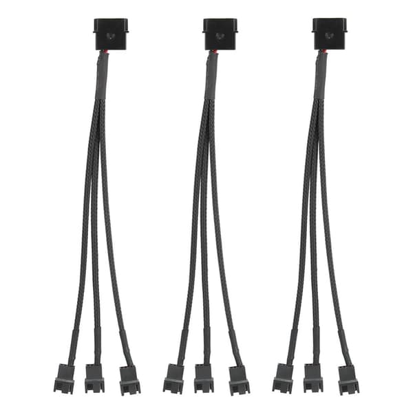 Radiator Køleventilator Splitter Strømadapterkabel - 3 stk, 3-port, 4p til 4pin Kabelledning