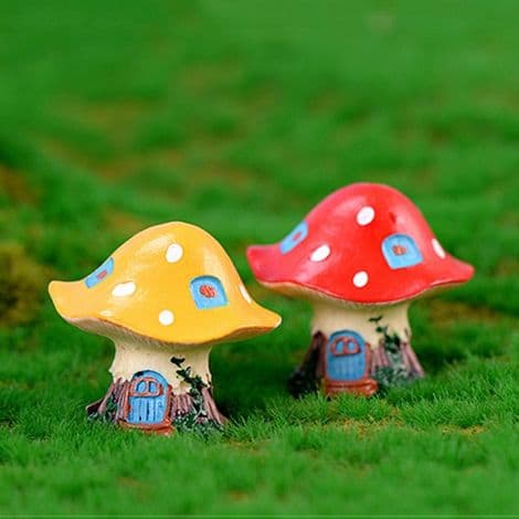 Mini svampehus, miniaturepynt til fehave, bonsai, 1 stk. (blå)