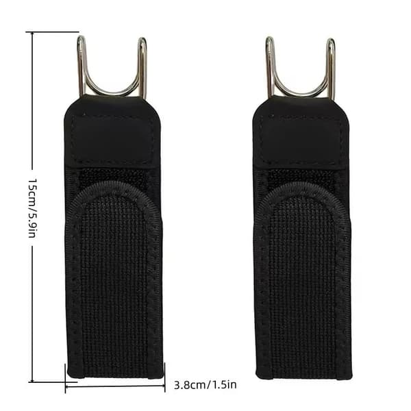 Elastisk taljebælte med velcro og justerbar metalkrog (4-pak) – Velegnet til jeans (sort)