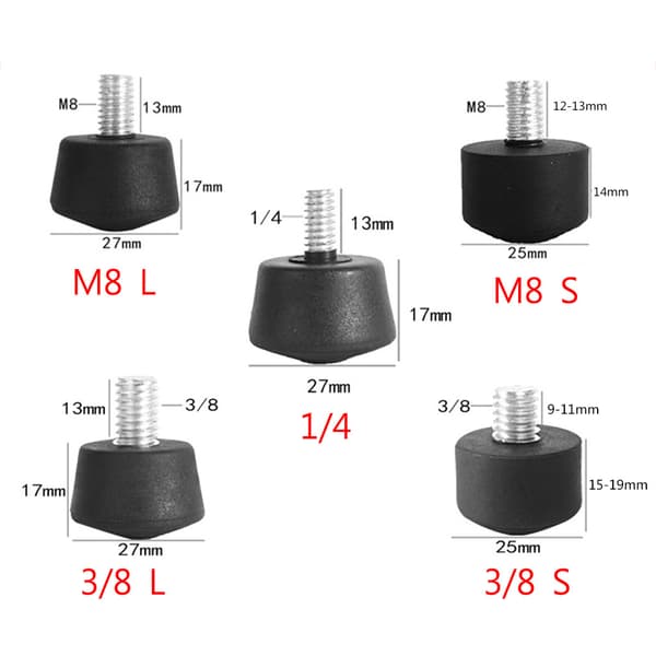 Universal skridsikre 3/8 eller 1/4 tomme stativ/monopod gummifødder til Gitzo stativ/monopod