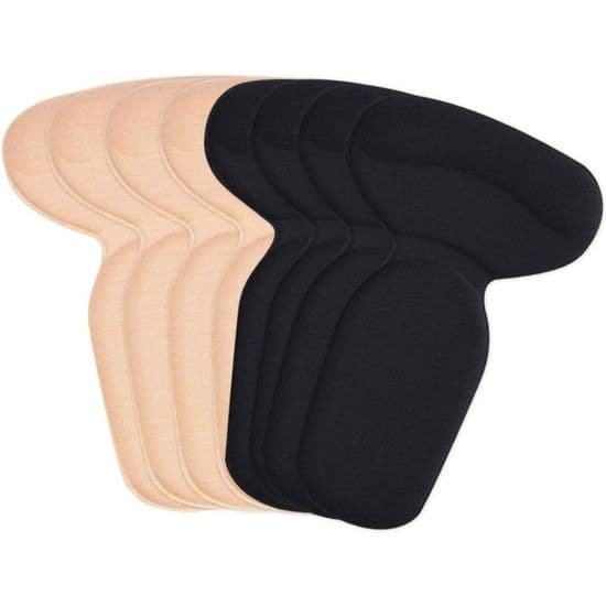 Komfortable beskyttende hælindlæg (4 par), bløde svampepuder i sort og beige