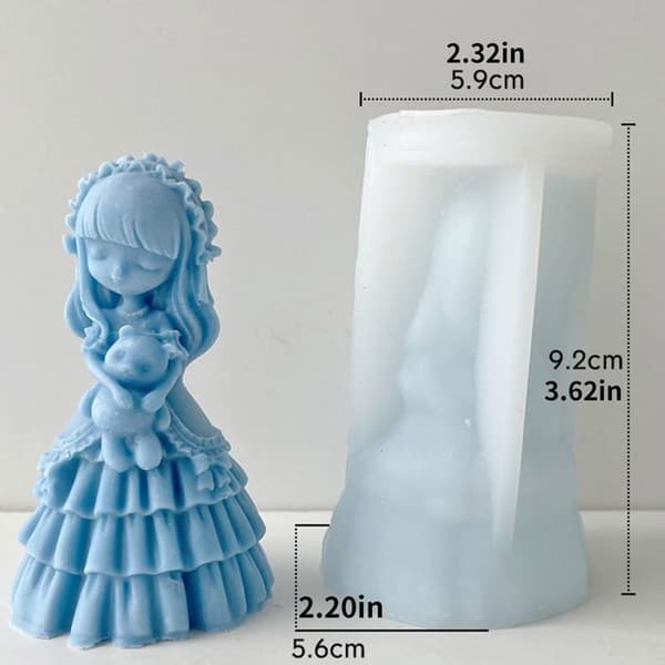 4 stykker lysformede silikoneforme, 3D DIY silikoneform til stearinlys, hældeformer af kvindestatuer til DIY