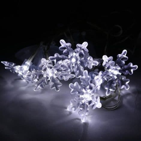 Set med LED-julgransbelysning med snöflingor och sugkoppar - Batteridriven