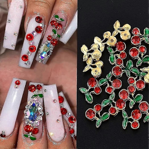 42 st Lyxiga Körsbärsberlocker i Legering för Nagelkonst 3D Nagelkonstberlocker Körsbär Nagelkonsttillbehör Strass Naglar Nageldekorationer Nagelkonst Nagel D