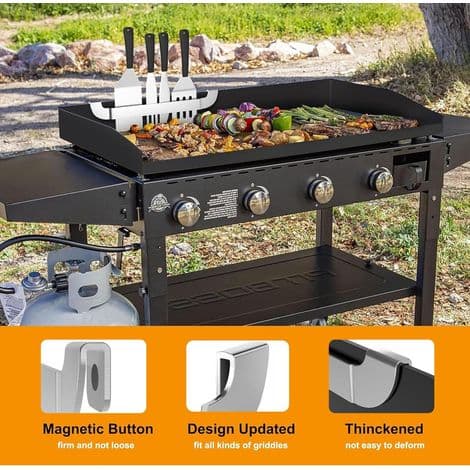 Sæt med 2 magnetiske spatelholdere i rustfrit stål, 25,4 cm tilbehør til Blackstone flat-top grill og andre stegeplader