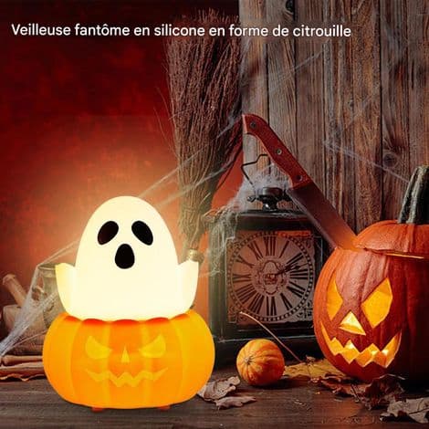 Nattlys til Halloween, nattlys i silikon spøkelse for
