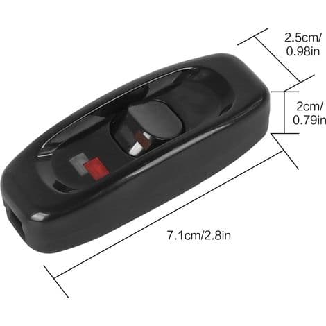6 stk. lampelysbryter, vippebryter 250V 10A inline ledningsbryter med LED-indikatorlys (svart)