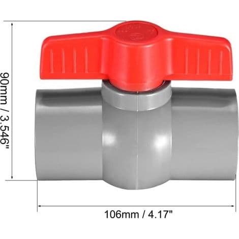 40 mm PVC kuleventil for vannforsyningsrør, skyvekobling, grå, 2 stk.
