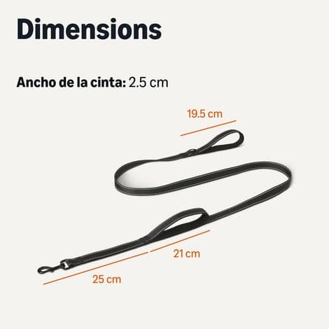 Hundebånd med doble polstrede håndtak og D-ring, 1,8m