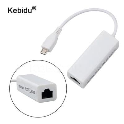 Nätverksadapter - Kebidu - Micro USB till RJ45 - 10/100 Mbps - Kompatibel med Windows och Android - 15 cm
